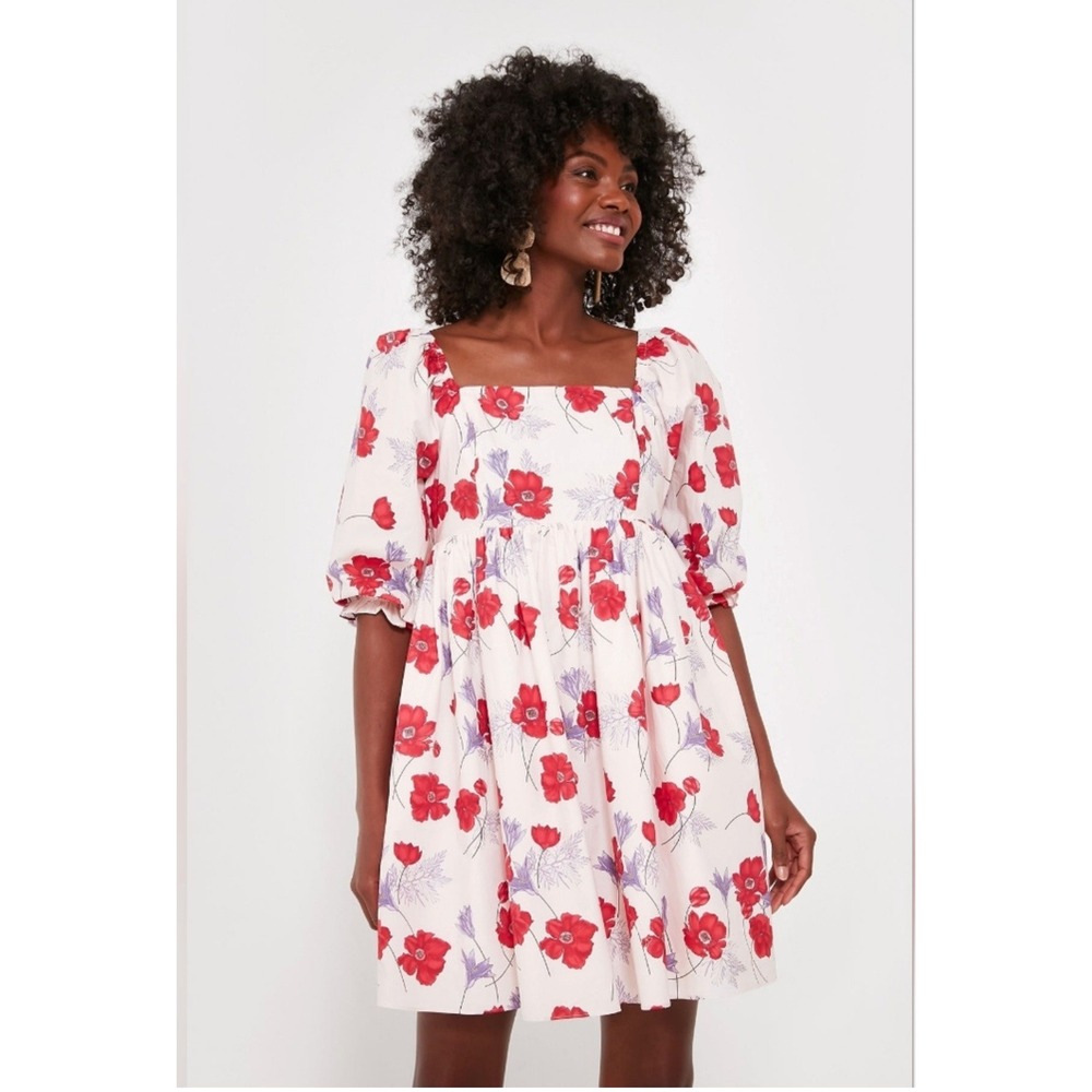 Hyacinth House Veronica Dress Floral Cotton Puff Sleeve Mini Small Preppy